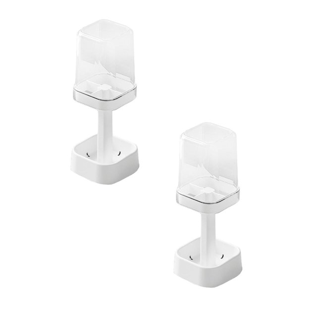 Leojiow 2Pcs Bathroom Organizer Rack For Toothbrush Toothpaste And Cup Space Saving Expandable Storage Shelf Plastic Countertop Holder For Indoor Outdoor Use 12.5X8.4X8.4Cm