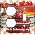 thumbnail image 2 of Metal Light Switch Wall Plate Outlet Cover (Layered Chocolate Cake Party Berry Fruit - Single Duplex Single Toggle), 2 of 2
