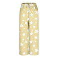 thumbnail image 3 of Womens Fleece Sleep Pajamas Pants Star Wide Leg Flannel Sleepwear Pants Winter Soft Lounge Trousers Pjs Yellow, XXL, 3 of 4