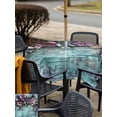 thumbnail image 6 of Square Outdoor Tablecloth with Umbrella Hole Spring Floral Outside Table Cloth Waterproof Patio Table Cover Blue Mottled Walls Vintage Garden Pastoral Zipper Tablecloths for Picnic Camping 60x60 Inch, 6 of 8