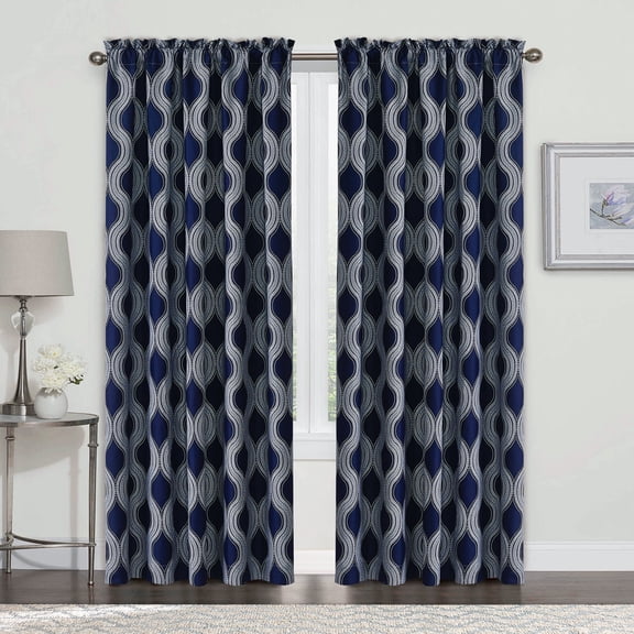Home Soft Things Charleston Blue Cobalt Curtain Set - 2 Panels - 60"x84"