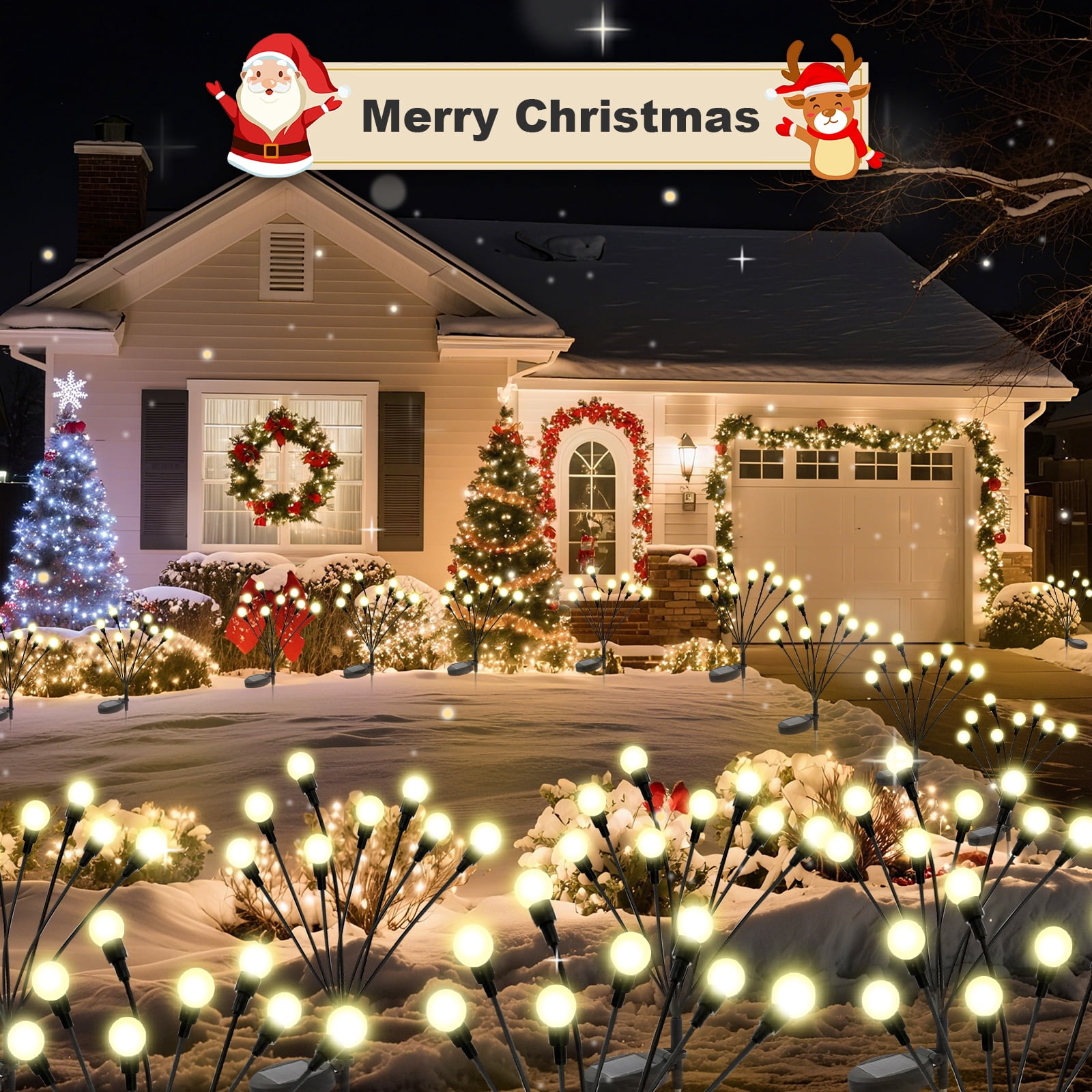 TopZoo Solar Garden Lights Outdoor Decorative, 12 Pack Swaying Firefly Lights, Garden Stake Lights for Pathway, Outside Yard, Patio, Party, Planter, Christmas Decoration, 96 LED Waterproof Warm White