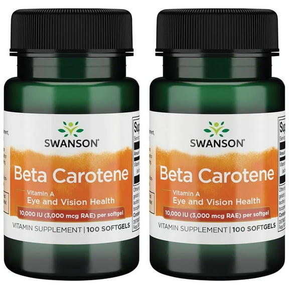 Swanson Beta-Carotene (Vitamin A) Skin Eye Immune System Health Antioxidant Support 10000 Iu (3000 mcg) 100 Sgels (2 Pack)