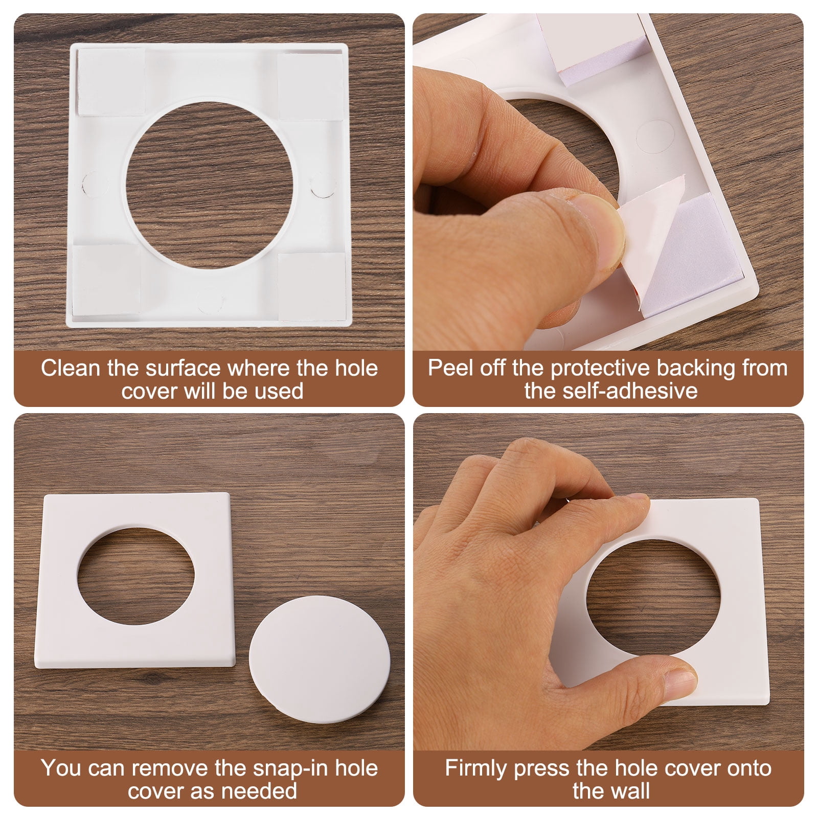 Unique Bargains Pipe Wall Square Removable Hole-Free Hole Cover Dark Grey
