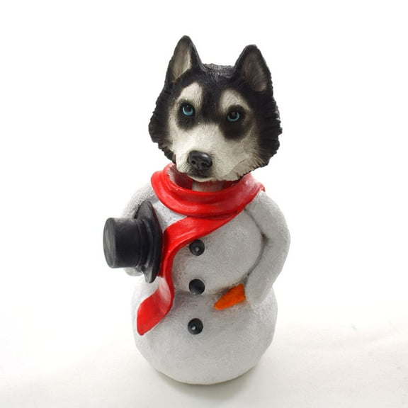 Siberian Husky Jolly Holidog Snowman Christmas Decoration Figurine Ornament