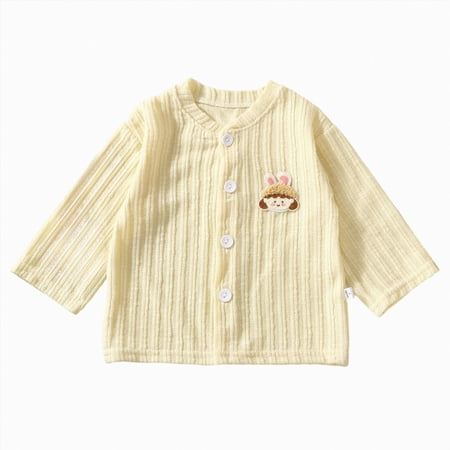 KPOPLK Toddler Baby Girls Sweaters 3 6 9 12 18 Months 2T 3T 4T Long Sleeve Knitted Cardigan Kids Button Closure Shrug Clothes Cropped Cover Up Tops Yellow Size 7-8 Years