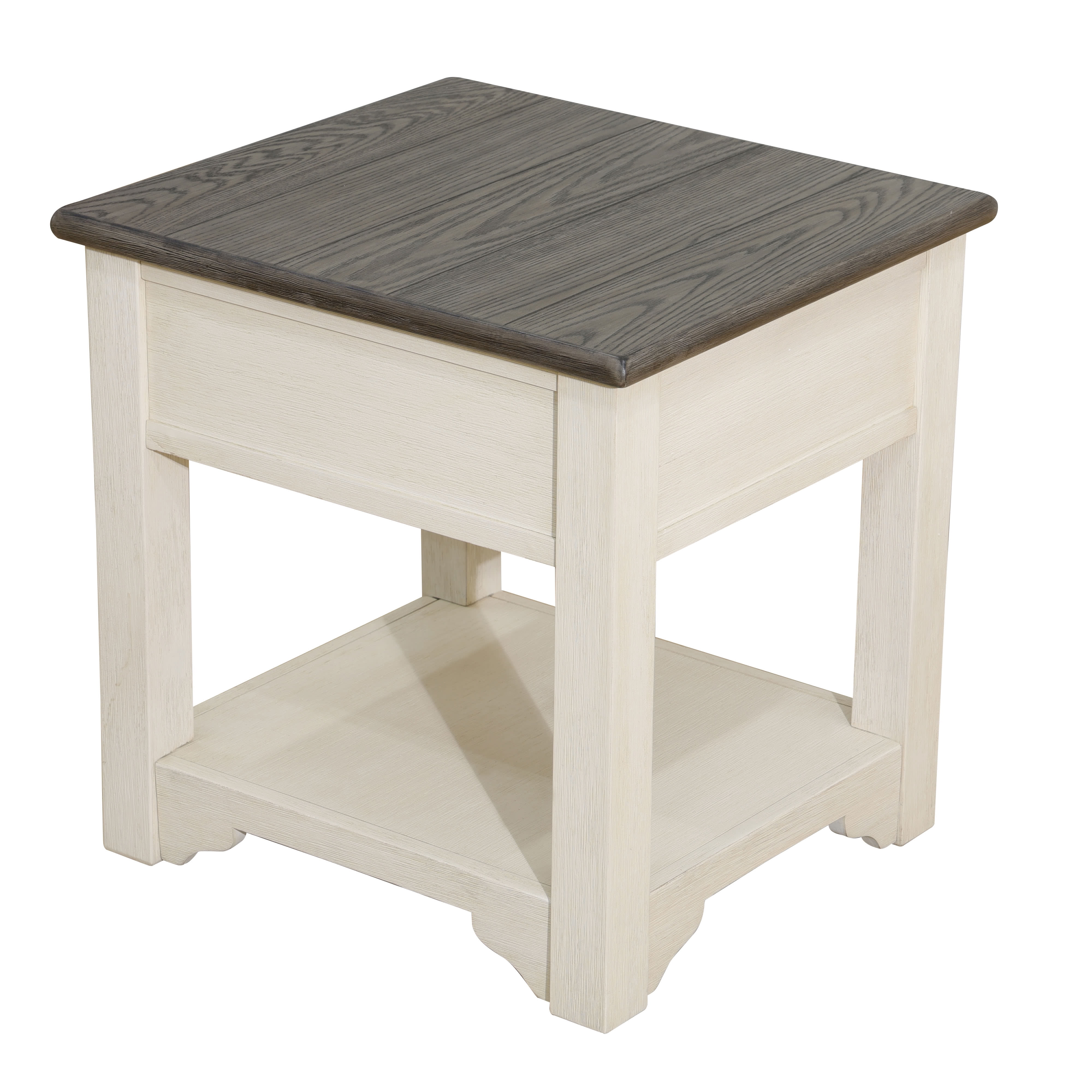MAYEERTY Farmhouse End Table with Drawer and Shelf, Sturdy Wood Side Table for Bedroom Living Room