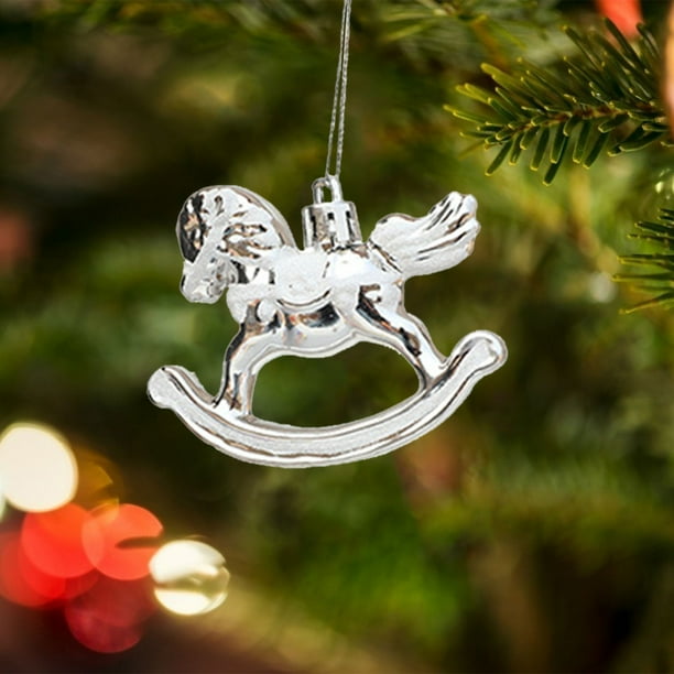 Snorda Christmas Plastic Electroplating Rocking Horse Small Wooden Horse Christmas Tree
