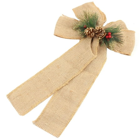 Unique Bargains Household Burlap Hanging DIY Christmas Tree Bowknot Bow Tie Ornament Gold Tone