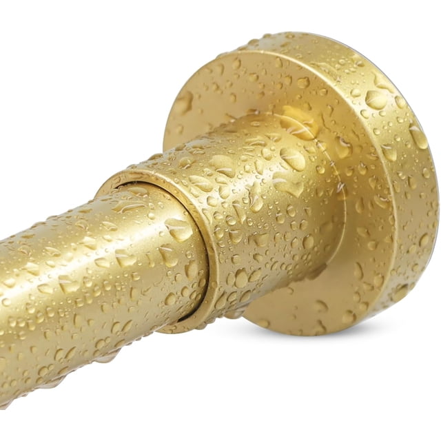 Gold Shower Curtain Rod 32-64 Inch(2.7-5.33ft), Non-Slip, Never Rust, Stainless Steel No Drill Spring Tension Shower Rod, Adjustable Curtain Rod for Small Window Doorway Closet