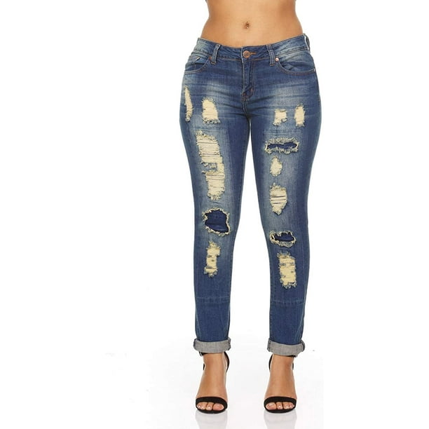 COVER GIRL Skinny Jeans Ripped Torn Distressed Repaired Teen Girlss Junior  Size 9 Vintage Wash Repaired - Walmart.com