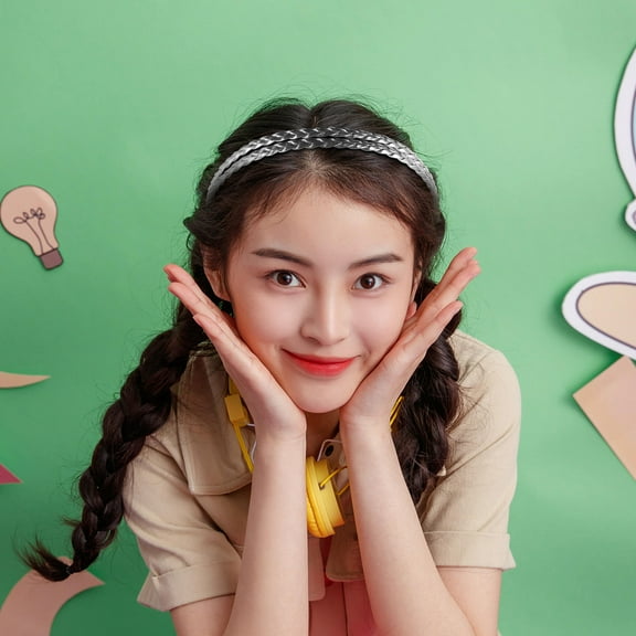 Masteelf Silver PU Leather Braided Headbands for Women Lightweight Stylish Hair Accessories for Decoration 0.5 Inch