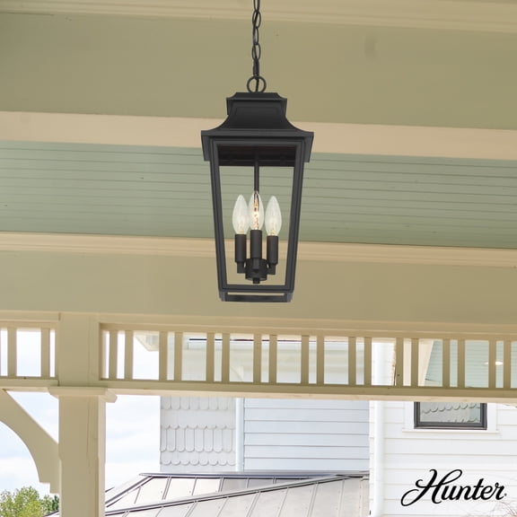 Hunter - Spring Cove 3-light Matte Black,  , Dimmable, Traditional Style, Rectangle Shaped, for Bedrooms, Bathrooms - 46084