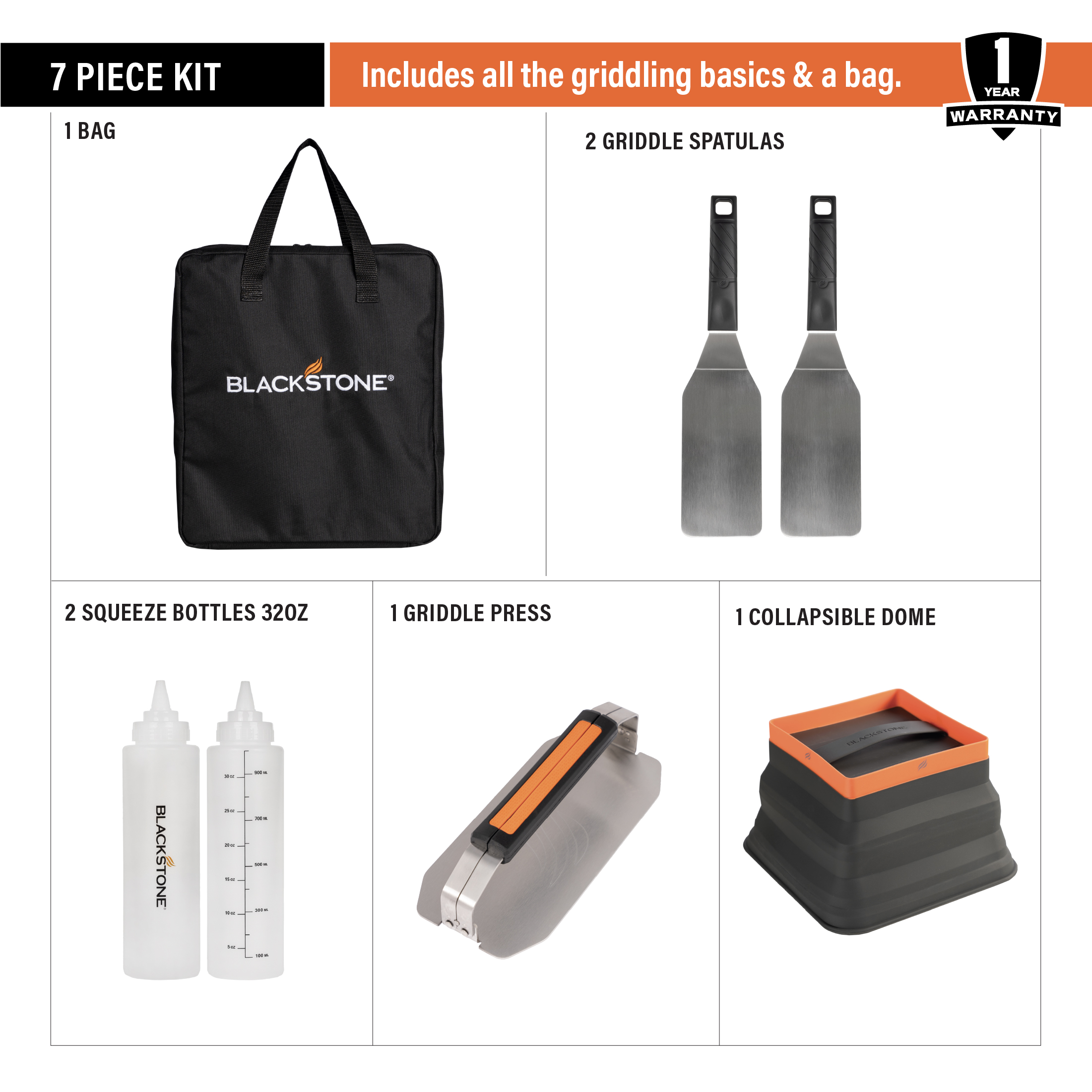 Blackstone Adventure Ready 7 Piece Griddle Tool Kit Gift Set with Bag - image 4 of 13