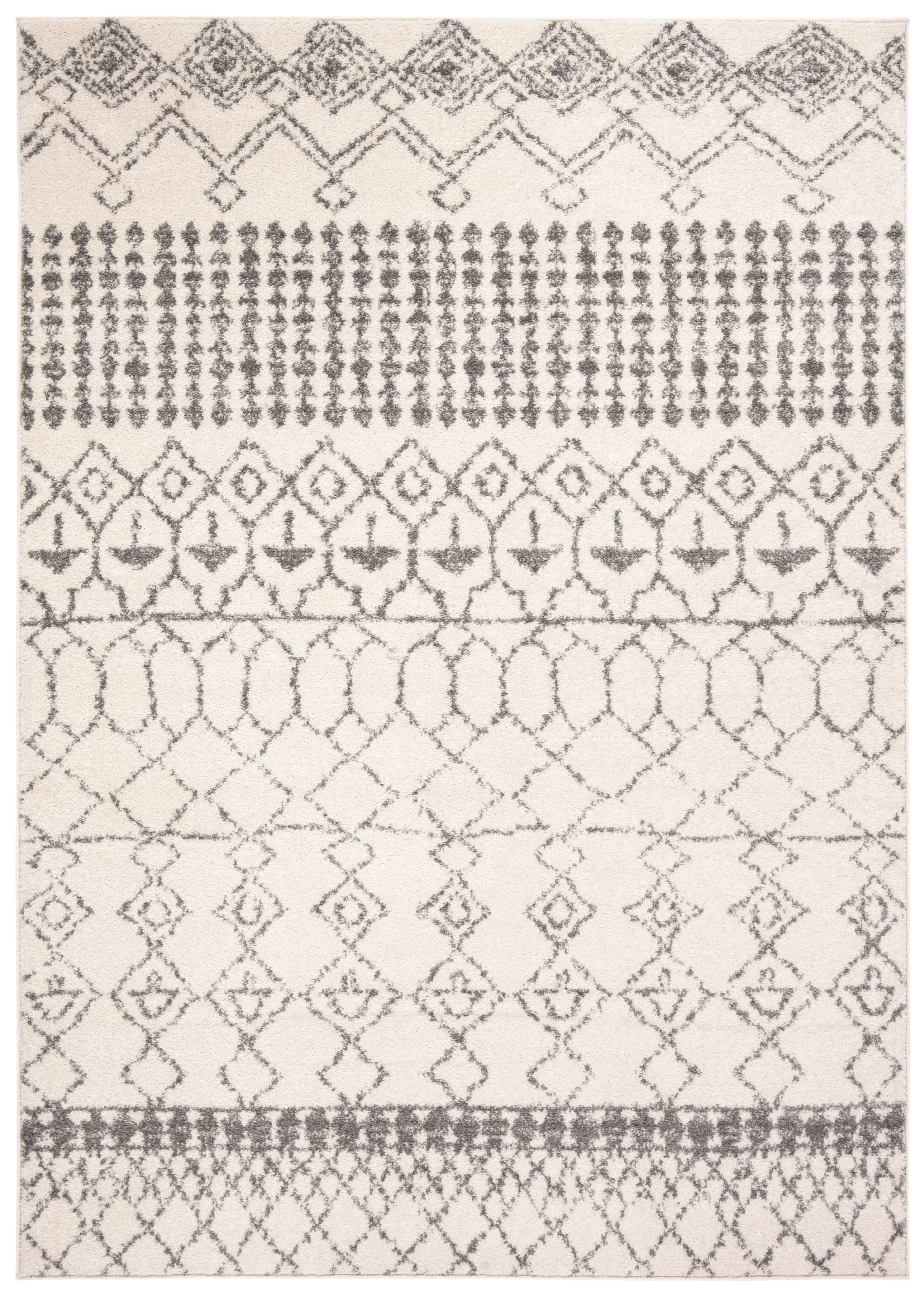 SAFAVIEH Tulum Coriander Moroccan Geometric Area Rug, Ivory/Grey, 4' x 6'