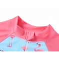 thumbnail image 3 of Serdomi Girls Long Sleeve Rash Guard Swimsuit 1 Piece Flamingo with Zipper Front Toddler Bathing Suit Swimsuit Size 4, 3 of 7