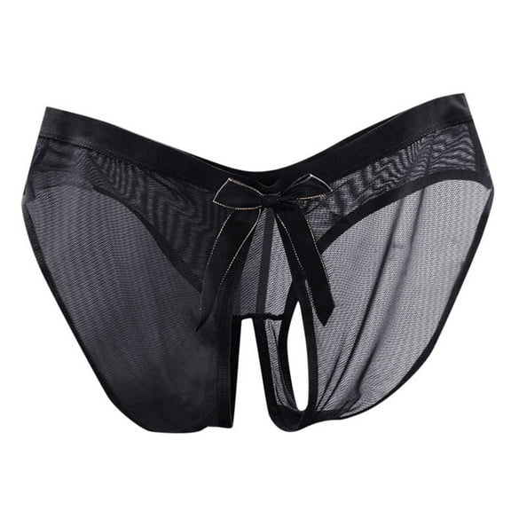 Riforla Women's Underwear Women's Transparent Underwear with Low Waist and Seamless Mesh Fun Bow Knot Comfortable Triangle Pants Womens Panties Briefs Black One Size