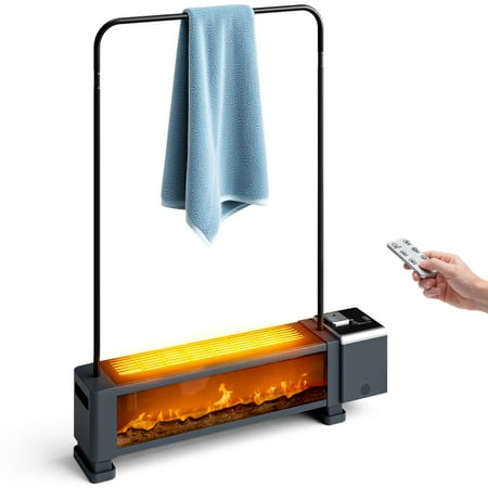 Advwin 1800W Baseboard Heater with 3D Flame, Adjustable Thermostat Space Heater for Indoor use, Remote, 12H Timer