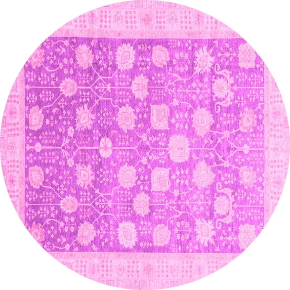 Ahgly Company Indoor Round Oriental Pink Modern Area Rugs, 5' Round