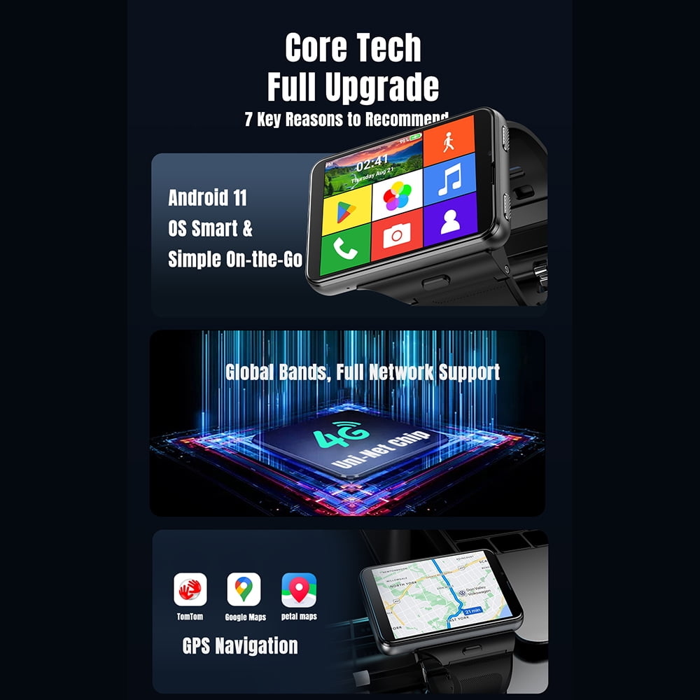 Rainbuvvy S999 Plus 4G Smart Large Screen Watch 2.88-inch TFT Display 6GB RAM 128GB Storage Android 11.0 2MP/8MP Bluetooth 5.0 2300mAh Multiple Colors Available