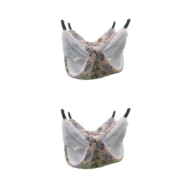 Methold Hamaca colgante de tela para animales pequeños, escondite y confiable para conejillos de indias, hurones y ratas, hurón de doble Pies color cafe 35*35 2Conjunto