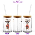 thumbnail image 2 of Happy Thanksgiving Miniature Pinscher with Turkey Pumpkins Autumn Vibes 16oz Glass Cup Mug Mini Pin Dog Lover Glass Can with Bamboo Lid and Straw - 12018, 2 of 5