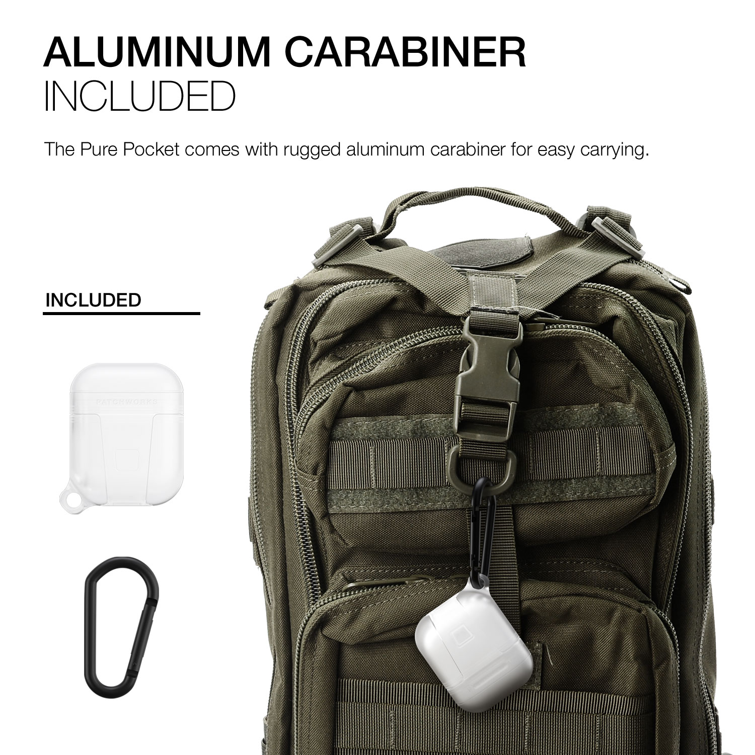 AirPods Case, Patchworks Pure Pocket in Clear For Air Pod Premium Quality Water and dust proof Shock Resistant Protection Travel Case for Apple AirPods