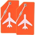 thumbnail image 1 of Set of 2 Luggage Tags, Premium Quality Tags with Address Plate, Particularly Attractive and Secure, Waterproof Stainless Steel Cable - Tags (Orange), 1 of 5