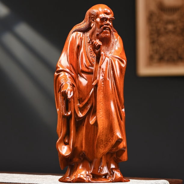 Rosewood carved Lao Tzu figurine, suitable for home, living room, study, office, entryway, corner-filling decorative crafts.
