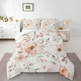 thumbnail image 3 of Manfei Colorful Country Floral Queen Comforter Set,Rustic Natural Plant Bedding Sets,White Pink Bedding Comforter Set For Girls Kids,Super Cozy Room Decor Reversible,3 Pieces, 3 of 9