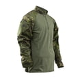 thumbnail image 1 of tru-spec men's 1/4 zip combat shirt, multicam tropic/olive drab, large/regular, 1 of 7