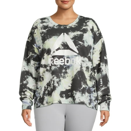 Reebok Women's Plus Size Cropped Tie-Dye Sweatshirt