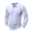thumbnail image 3 of SUNSIOM Men's Spring Autumn Casual T-shirt Solid Color Long Sleeve Crewneck Button Up Tops, 3 of 5