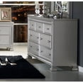thumbnail image 4 of Contemporary Silver Finish Bedroom 5pc Set California King Bed Button-Tufted Headboard Nightstand Dresser Chest Mirror, 4 of 7