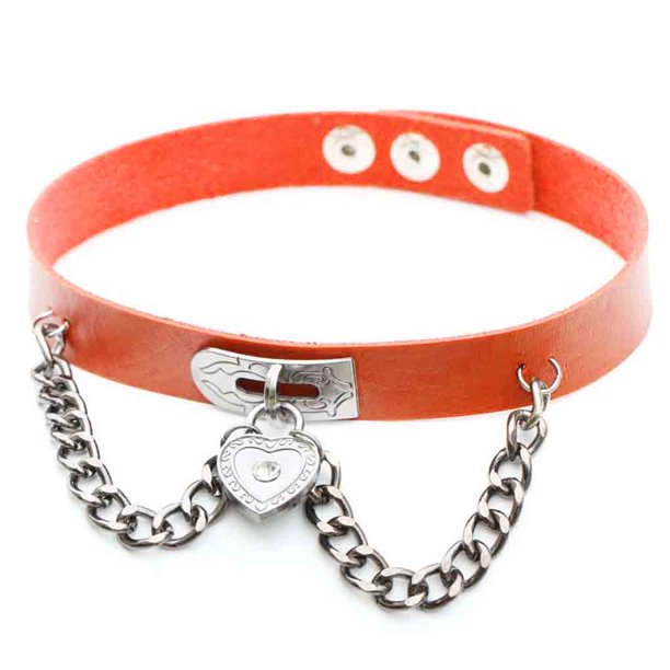 Minnieouse Punk PU cuero gargantilla cadena colgante corazón collares mujeres niñas gargantilla señora regalo joyería Ropa, zapatos y accesorios Miscelánea Naranja Minnieouse PS11278-15