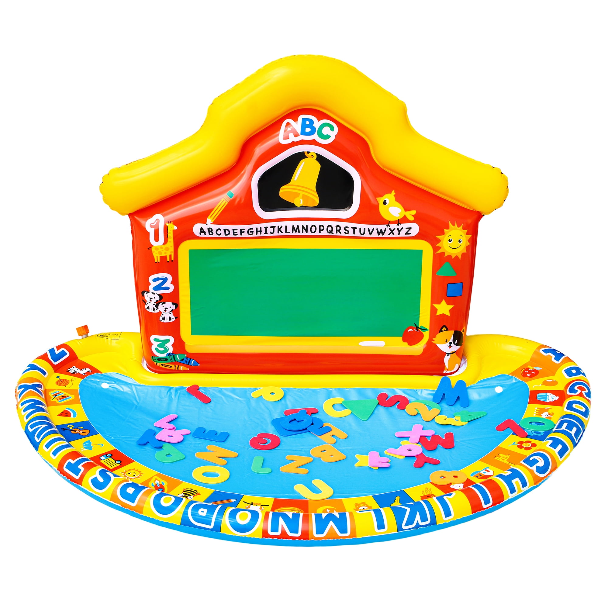 Banzai JR School Splash Learning Mat Multicolor Sprinkler Pool Kids Alphabet Numbers, Ages 3+