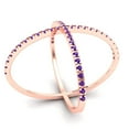 thumbnail image 2 of 0.245 ctw Statement Anniversary Ring for Women | Round Cut Natural Amethyst | Hyperallergenic Solid 14K Rose Gold, 2 of 5