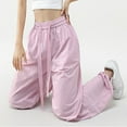 thumbnail image 5 of Rovga Women Pants Overalls High Waist Wide Leg Straight Casual Trousers Pants Breathable Fashion Sweatpants Comfy Outwear, 5 of 8