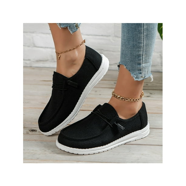 Zapatillas de lona sin cordones mujer hotsell
