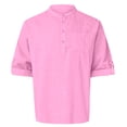 thumbnail image 3 of YYDGH Men's Cotton Henley Shirt Long Sleeve Hippie Casual Beach Solid Color T Shirt Summer Loose Lightweight Band Collar Yoga Top, 3 of 3