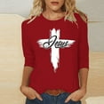 thumbnail image 2 of nerohusy Cute Easter Tops for Women 3/4 Sleeves,Easter Shirts for Women Christian Religious Cross Graphic Tee Tops Fashion 3/4 Sleeve Tunic Tshirt Spring Crewneck Blouses, 2 of 4