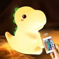 thumbnail image 4 of Luz nocturna de dinosaurios para niños, luces nocturnas para niños de 7 colores para lámpara, decoración de habitación de dinosaurios de silicona para niños, lámpara de noche con batería rec, 4 of 4