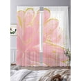 thumbnail image 3 of Sheer Curtains 96 Inches Long 2 Panels, Watercolor Blossom Pink Flower Rod Pocket Curtain Voile Draperies, Classic Abstract Floral Light Filtering Window Treatment for Living Room Kitchen Bedroom, 3 of 8