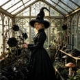 thumbnail image 6 of Vintage Twisted Witch Hat,Gothic Forest Style Wizard Costume Hat with Spider Web Lace Sunflower Decor,Soft Velvet Halloween Party Costume Accessory for Women, 6 of 8
