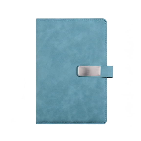 Nnndbs A5 PU Leather Notebook Sky Blue Snap Closure 200 Pages Lined Journal with Pen Loop and Inner Pocket for Writing Office School