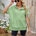 thumbnail image 2 of SWSMCLT Women's Short Sleeve Shirt Elasthane Hoodies Cozy Hooded Date Crew Neck Billowy Holiday Light Pull Over Kangaroo Pocket Green Small, 2 of 5