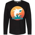 thumbnail image 3 of Inktastic Shark with Orange Sunset Long Sleeve T-Shirt, 3 of 5