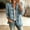 Blue women button down denim blazer a1, variant on Women's Button Down Denim Blazer Long Sleeve Ruffle Front Vintage Casual Open Blazer Jacket for Fall Office Work Daily, Sky Blue 2XL