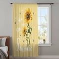thumbnail image 3 of Yellow Sunshine Sunflower Semi Sheer Curtains Drapes for Living Room,Bedroom,French Doors Window 96 Inches Long,Pastoral Bees Farmhouse Floral Rod Pocket Chiffon Curtain Drapery Voile Draperies Panel, 3 of 8