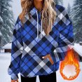 thumbnail image 2 of Ecqkame Women's Flannel Hoodies Casual Loose Print Long Sleeved Pullover Sweatshirt Hooded Pocket Fashion Hoodie Blue S, 2 of 5